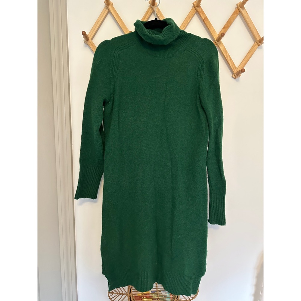 Soft J Crew Dark Green Sweater Dress